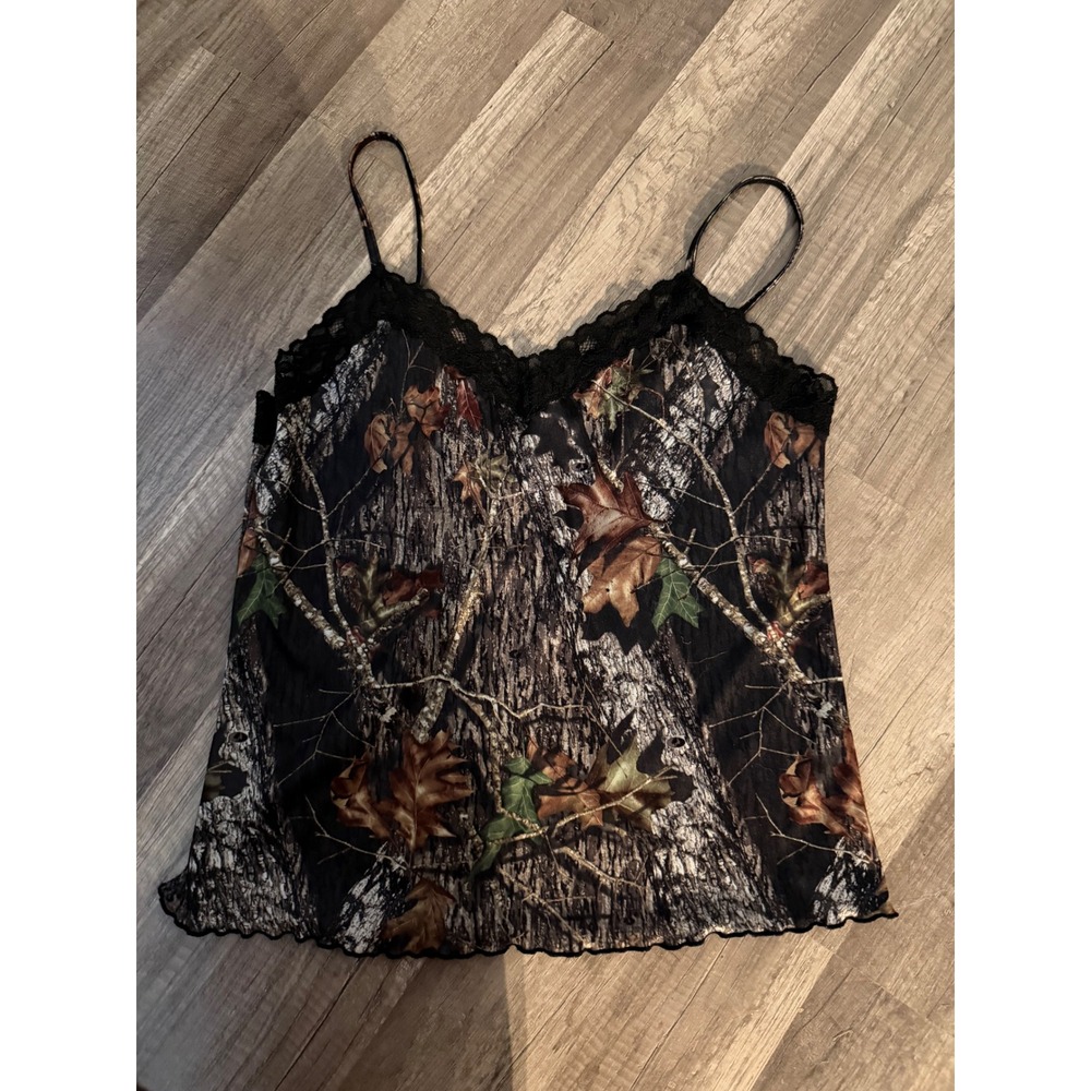 Wilderness Dreams Camouflage Lace Trim Camisole Top Forest Camo Medium